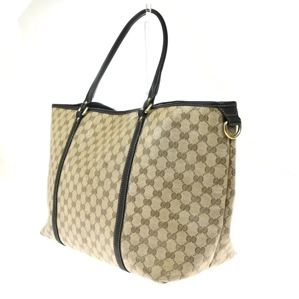 GUCCI GG Pattern Crystal Shoulder Tote Bag Coating Canvas Leather Brown 87EG286 - Picture 4 of 15